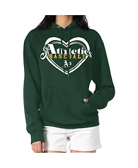 G-iii 4Her by Carl Banks Women's Green Athletics Double Heart Fleece Pullover Hoodie