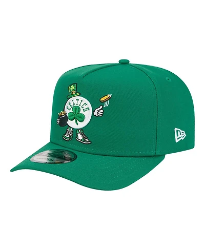 New Era Men's Kelly Green Boston Celtics Injection Cartoon Logo A-Frame 9FIFTY Adjustable Hat