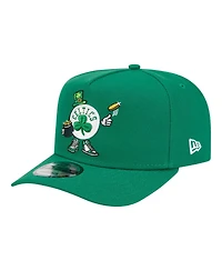 New Era Men's Kelly Green Boston Celtics Injection Cartoon Logo A-Frame 9FIFTY Adjustable Hat