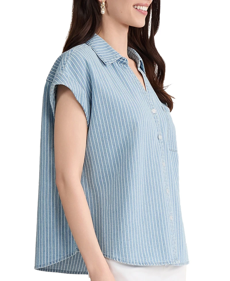 Jones New York Petite Button-Front Collared Neck Top