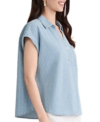 Jones New York Petite Button-Front Collared Neck Top