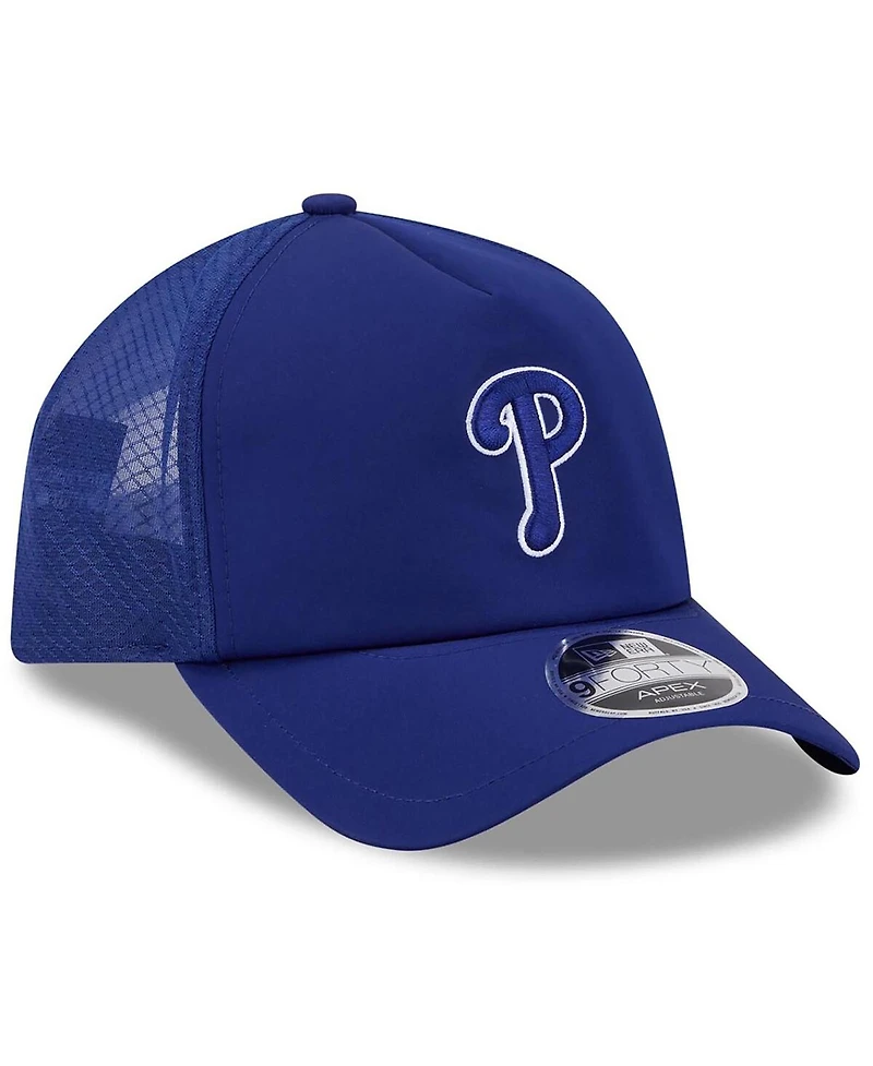 New Era Men's Royal Philadelphia Phillies 2026 Batting Practice Apex 9FORTY Adjustable Trucker Hat