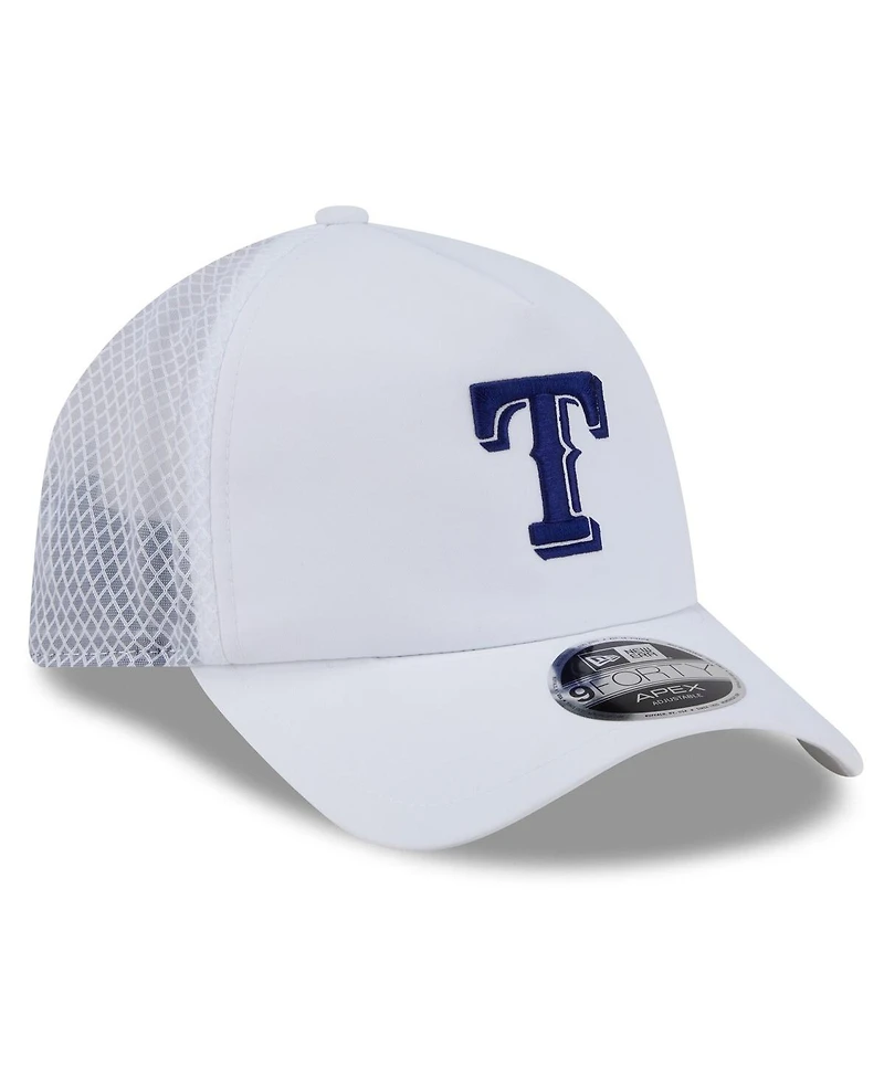 New Era Men's White Texas Rangers 2026 Batting Practice Apex 9FORTY Adjustable Trucker Hat