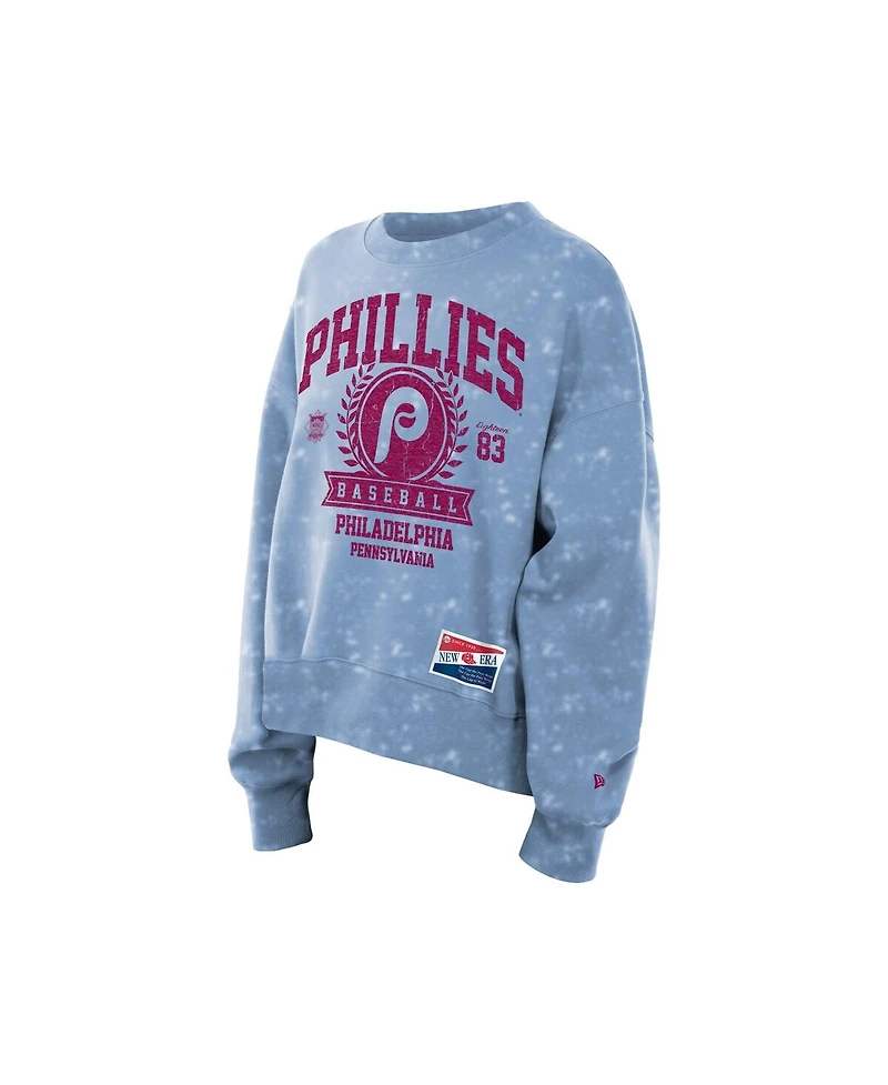 New Era Women's Light Blue Philadelphia Phillies Throwback Oversized Boxy Sweatshirt