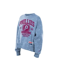 New Era Women's Light Blue Philadelphia Phillies Throwback Oversized Boxy Sweatshirt
