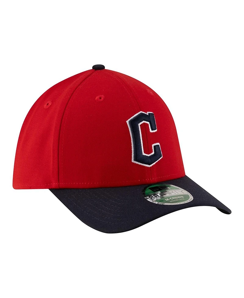 New Era Men's Red Cleveland Guardians Player Replica 39THIRTY M-Crown Flex Hat