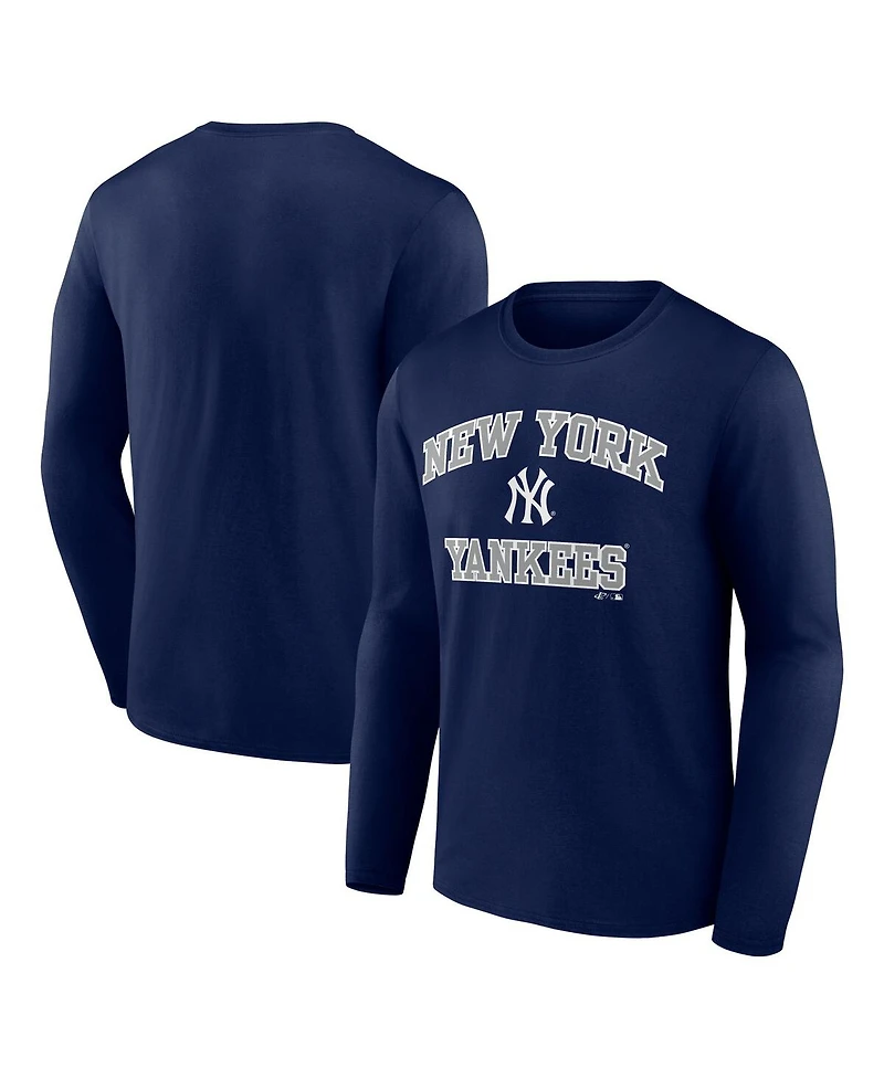 Logo Athletic Men's Navy New York Yankees Heart Soul Long Sleeve T-Shirt