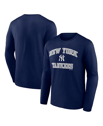 Logo Athletic Men's Navy New York Yankees Heart Soul Long Sleeve T-Shirt