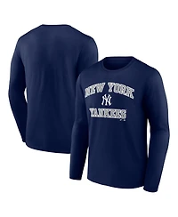 Logo Athletic Men's Navy New York Yankees Heart Soul Long Sleeve T-Shirt