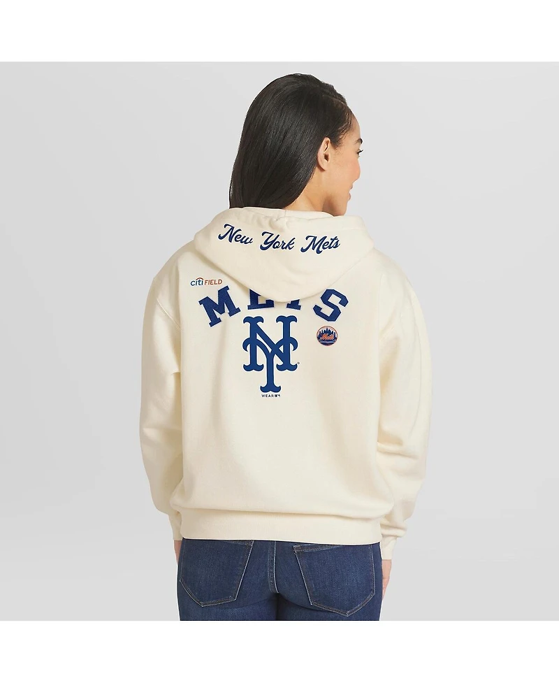 Wear by Erin Andrews Women's Cream New York Mets Full-Zip Hoodie