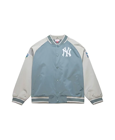 Mitchell & Ness Men's Gray New York Yankees Thunderstorm Head Coach Lightweight Satin Full-Snap Jacket
