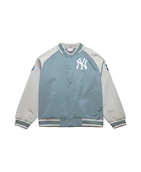 Mitchell & Ness Men's Gray New York Yankees Thunderstorm Head Coach Lightweight Satin Full-Snap Jacket