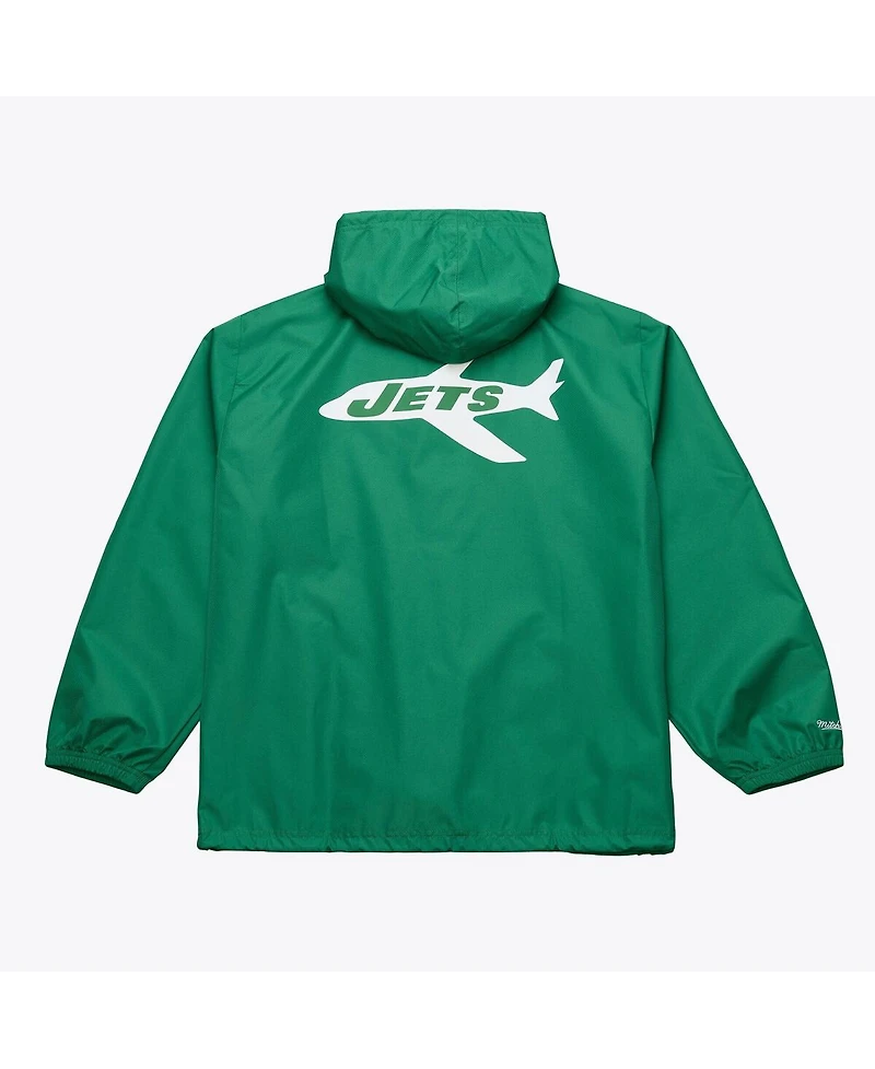 Mitchell & Ness Men's Green New York Jets Coaches Full-Snap Hooded Windbreaker Jacket