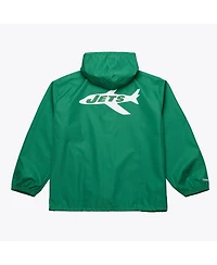 Mitchell & Ness Men's Green New York Jets Coaches Full-Snap Hooded Windbreaker Jacket