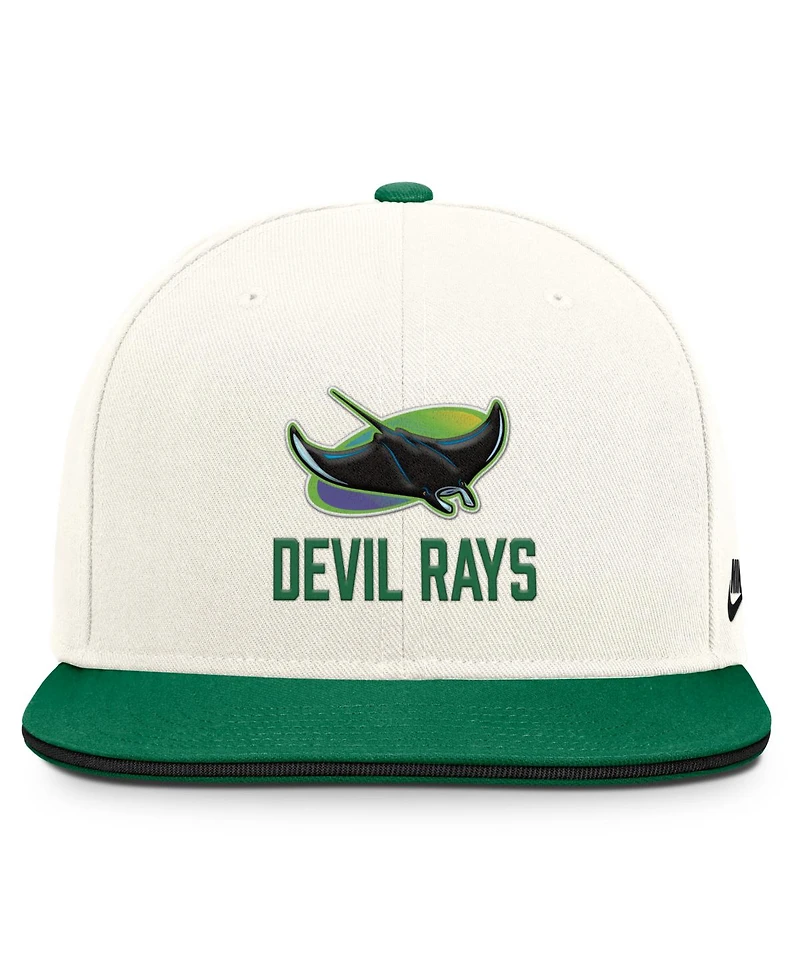 Nike Men's Cream/Green Tampa Bay Rays Cooperstown Pro Dri-fit Snapback Hat