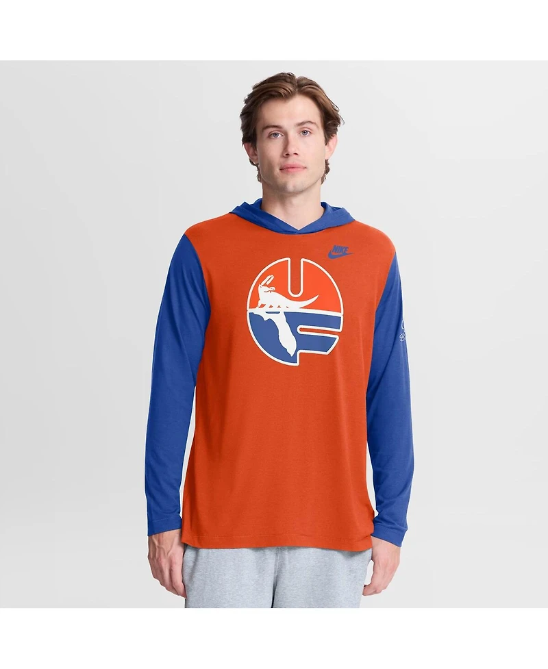 Nike Men's Orange/Royal Florida Gators Campus Legacy Tri-Blend Long Sleeve Hooded T-Shirt