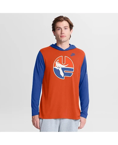 Nike Men's Orange/Royal Florida Gators Campus Legacy Tri-Blend Long Sleeve Hooded T-Shirt