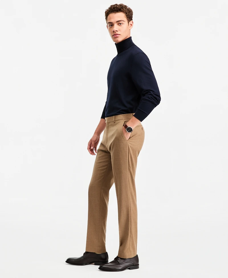 Tommy Hilfiger Men's Modern-Fit Wool Tan Flannel Suit Separates Pant