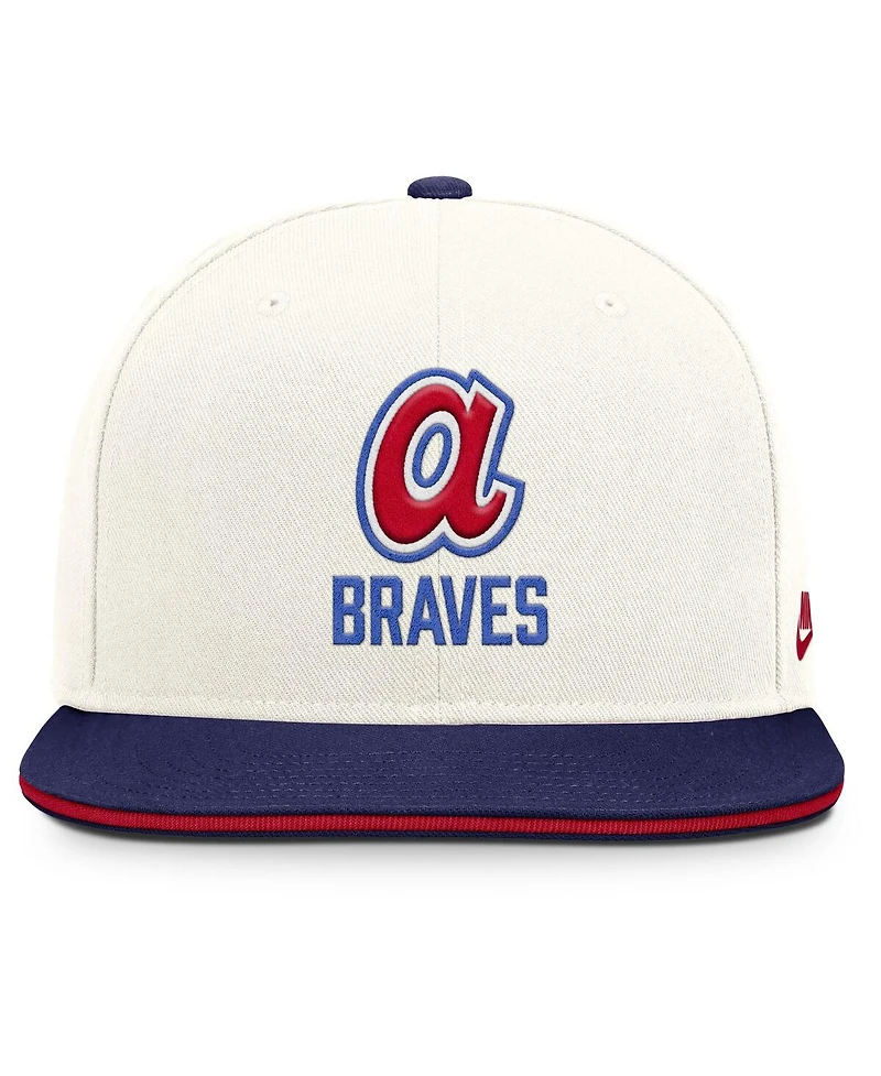 Nike Men's Cream/Royal Atlanta Braves Cooperstown Pro Dri-fit Snapback Hat