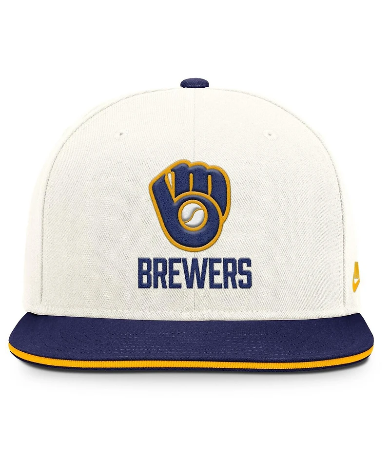 Nike Men's Cream/Royal Milwaukee Brewers Cooperstown Pro Dri-fit Snapback Hat
