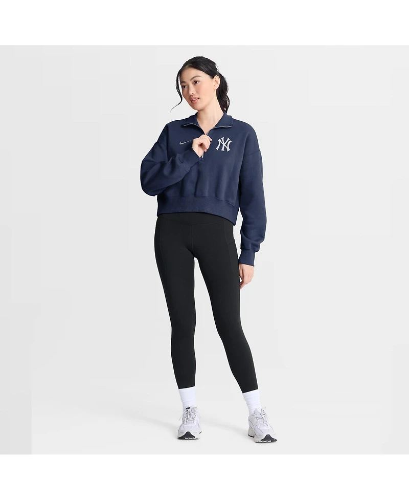 Nike Women's Navy New York Yankees Primetime Phoenix Fleece Half-Zip Sweatshirt