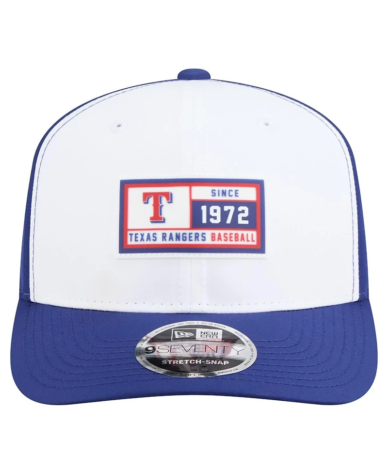 New Era Men's White/Royal Texas Rangers Established Patch 9SEVENTY Adjustable Hat