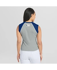 Wear by Erin Andrews Women's Heather Gray Los Angeles Dodgers Cropped Raglan Tank Top