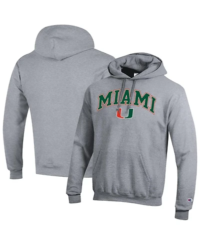 Champion Men's Heather Gray Miami Hurricanes Arch Over Logo Pullover Hoodie