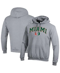 Champion Men's Heather Gray Miami Hurricanes Arch Over Logo Pullover Hoodie