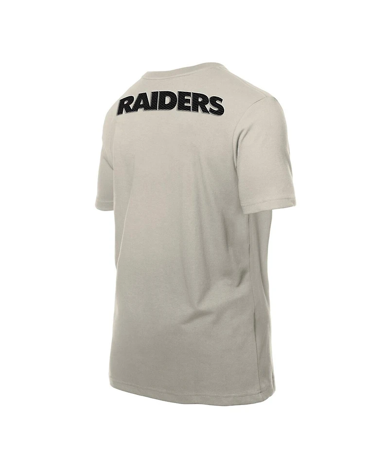 New Era Men's Light Beige Las Vegas Raiders Multi Patch T-Shirt