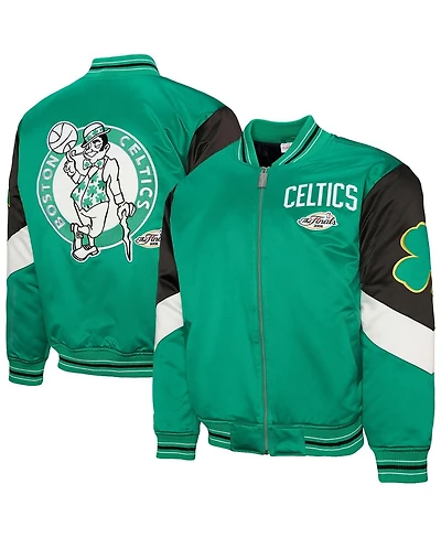 Mitchell & Ness Men's Green Boston Celtics Throw It Back Heavyweight Full-Zip Satin Jacket