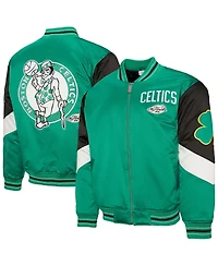 Mitchell & Ness Men's Green Boston Celtics Throw It Back Heavyweight Full-Zip Satin Jacket