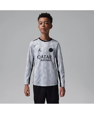 Jordan Big Boys and Girls Gray Paris Saint-Germain Long Sleeve Pre-Match Dri-fit Jersey