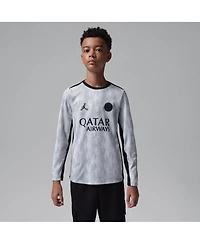 Jordan Big Boys and Girls Gray Paris Saint-Germain Long Sleeve Pre-Match Dri-fit Jersey