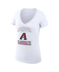 G-iii 4Her by Carl Banks Women's White Arizona Diamondbacks Super-Slim Fit Lightweight Team Logo Graphic V-Neck T-Shirt