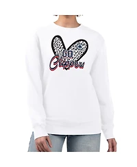 G-iii 4Her by Carl Banks Women's White La Clippers Leopard Heart Fleece Pullover Sweatshirt