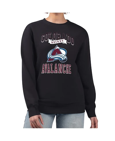 G-iii 4Her by Carl Banks Women's Black Colorado Avalanche Team Logo Tri-Blend Fleece Pullover Sweatshirt
