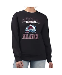 G-iii 4Her by Carl Banks Women's Black Colorado Avalanche Team Logo Tri-Blend Fleece Pullover Sweatshirt