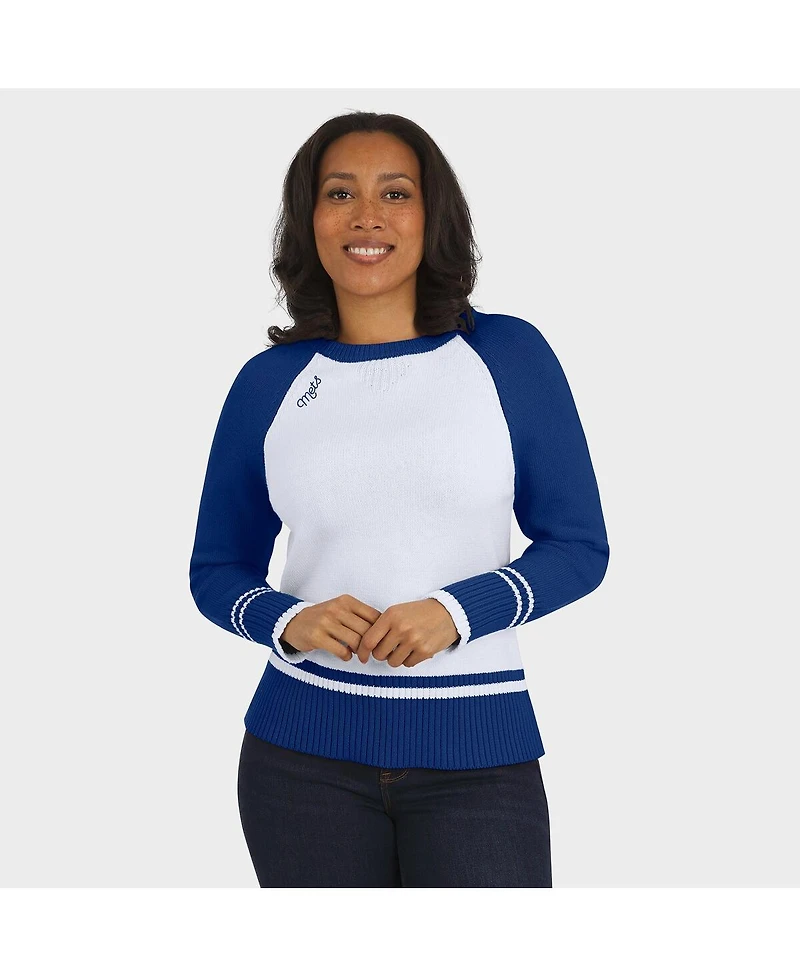 Wear by Erin Andrews Women's White New York Mets Color Block Raglan Sweater