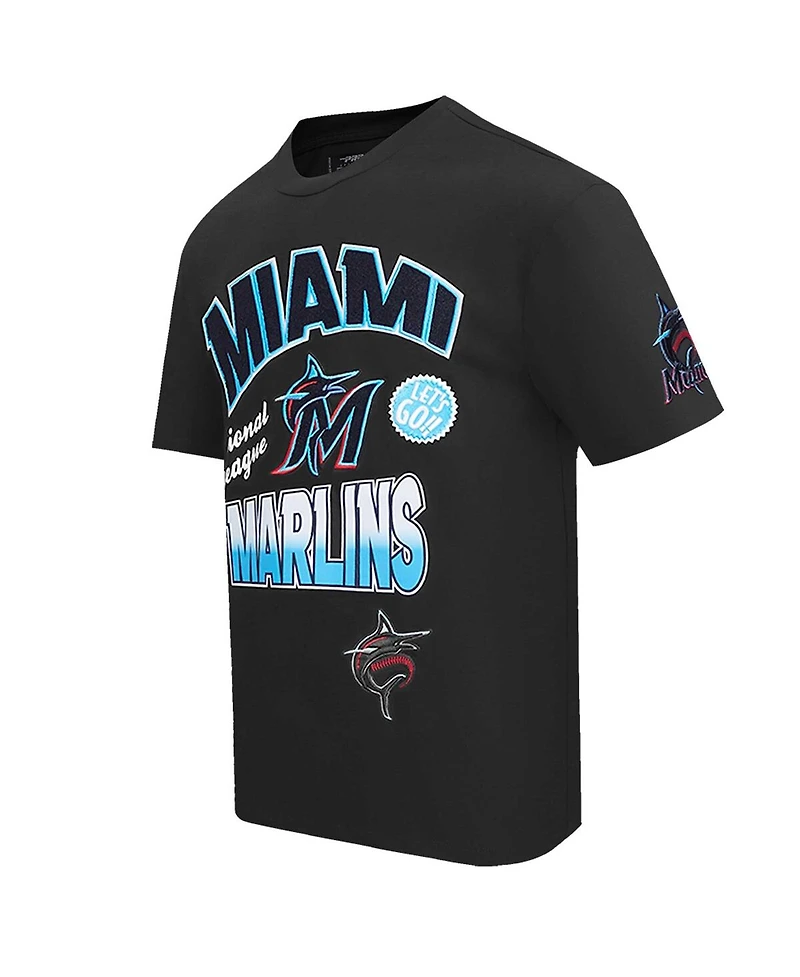 Pro Standard Men's Black Miami Marlins Turn It Up Dropped Shoulder T-Shirt
