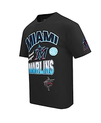 Pro Standard Men's Black Miami Marlins Turn It Up Dropped Shoulder T-Shirt