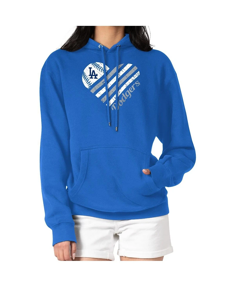 G-iii 4Her by Carl Banks Women's Royal Los Angeles Dodgers Heart Fleece Pullover Hoodie