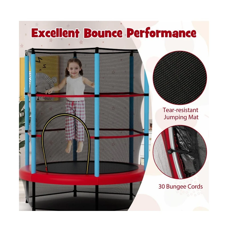 Hongge Kids Trampoline Recreational Bounce Jumper with Safety Enclosure Net