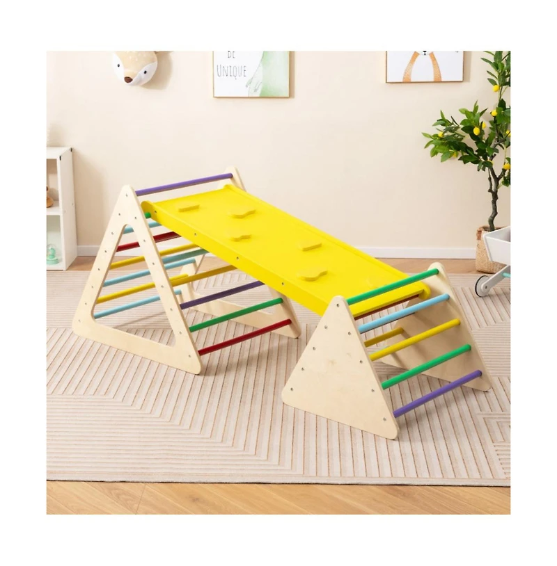 Hongge 3 Piece Toddler Triangle Set Montessori with 2 Climbing Triangles and 1 Ramp