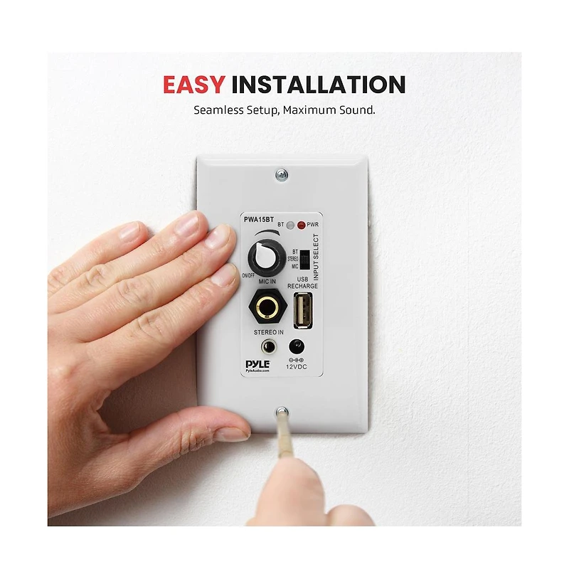 Pyle Bluetooth In-Wall Receiver with Speaker Control and Usb Charging PWA15BT