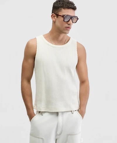 Mode of One Men's Cotton Relaxed Ribbed Tank Top, Macy's Exclusive
