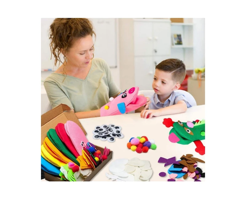 Diy Felt Sock Puppet Making Kit (6 Pcs) with Accessories, Creative Craft Set for Boys and Girls, Ideal for Storytelling and Party Games