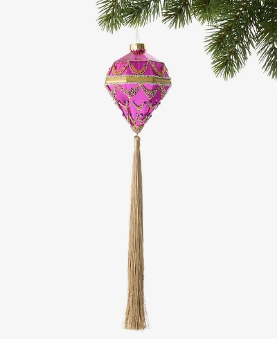 Holiday Lane Peacock Diamond-Shape Tasseled Ornament, Macy's Exclusive