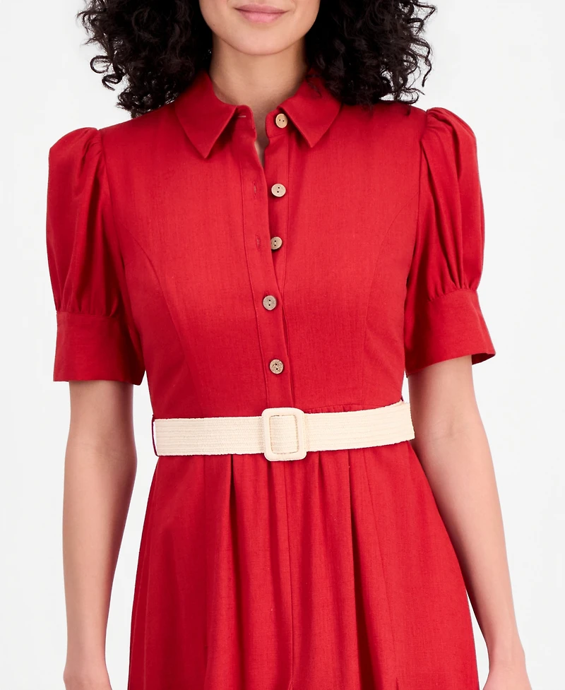 Tahari Asl Women's Short-Sleeve Belted Dress