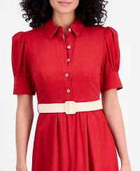 Tahari Asl Women's Short-Sleeve Belted Dress